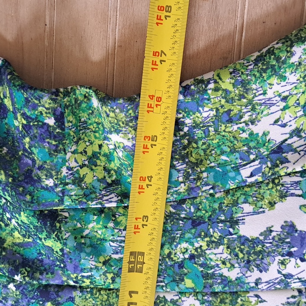 Julian Taylor New York Green Blue Floral Fit & Flare Sleeveless Flowy Midi Dress - Picture 11 of 12